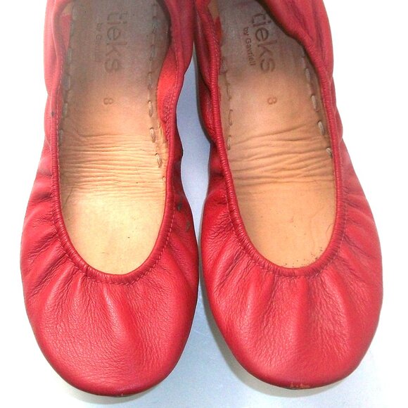 Tieks by Gavrieli Cardinal Red Nappa Leather Folding Comfort Ballet Flats - Picture 1 of 10
